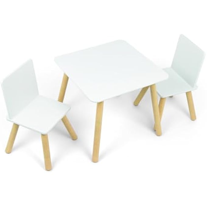 rayihni KIDS WOODEN TABLE SET (50X50X44CM) AND 2 CHAIRS (26.5X26.5X50CM) - Image 3